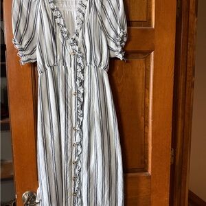 Pilcro Striped Black and White Midi Dress